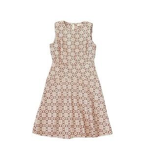 Tory Burch Orange Geometric Jaqcuard Sleeveless‎ A-Line Dress